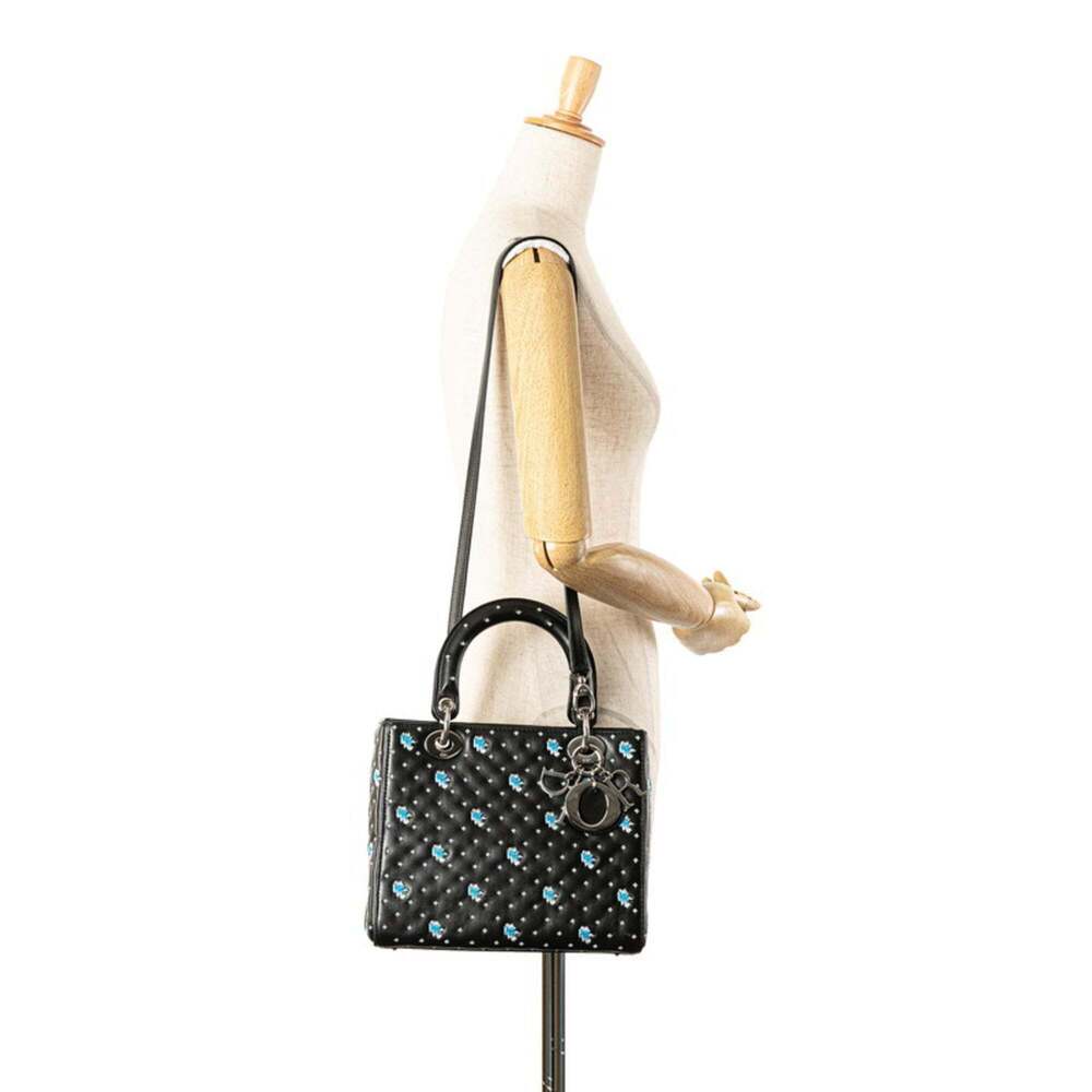 Christian Dior Dior Embroidered Flower Handbag/Shoulder Bag, 2-Way, Black/Blu... - Picture 12 of 12